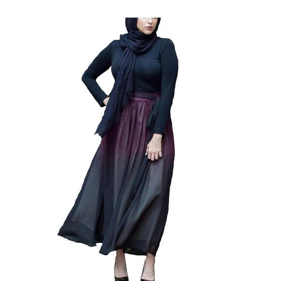 Dresses & Skirts - Verona Collection Womens Ombre Chiffon Maxi Skirt Size L